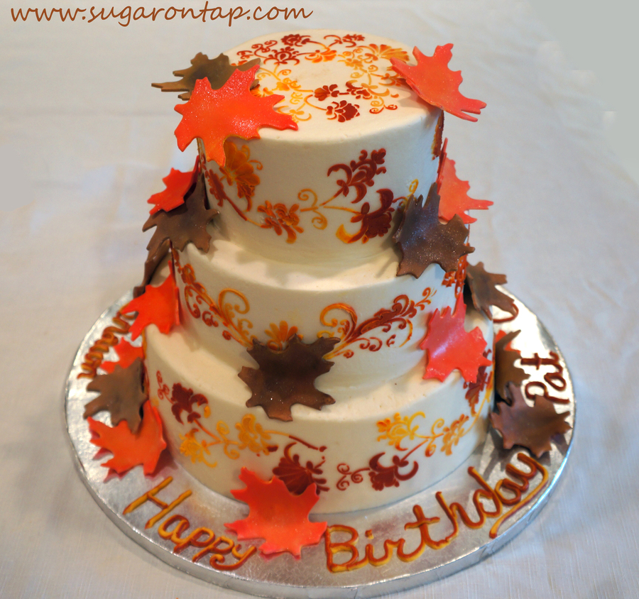 Fall Leaf Birthday Cake