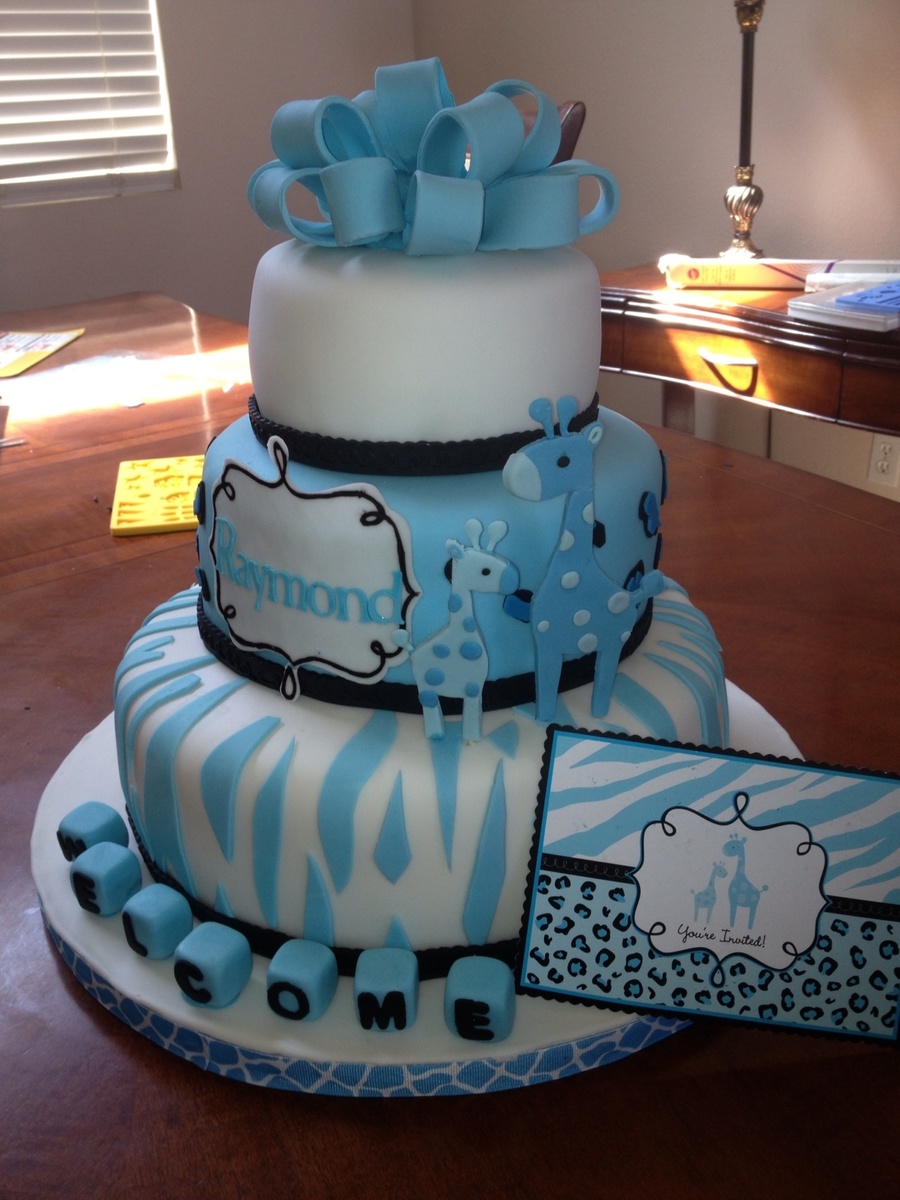 Giraffe Theme Baby Shower Cake