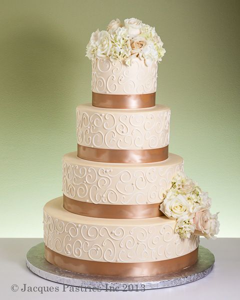 Gold and Ivory Wedding Cake