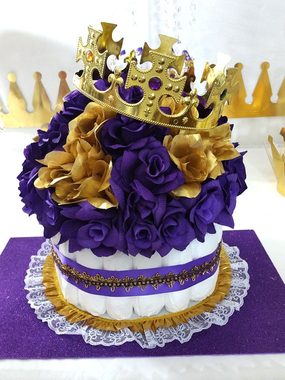 Gold and Purple Princess Baby Shower Cake