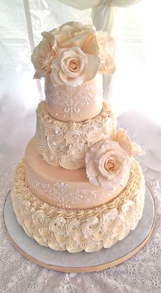 Gold Buttercream Wedding Cake