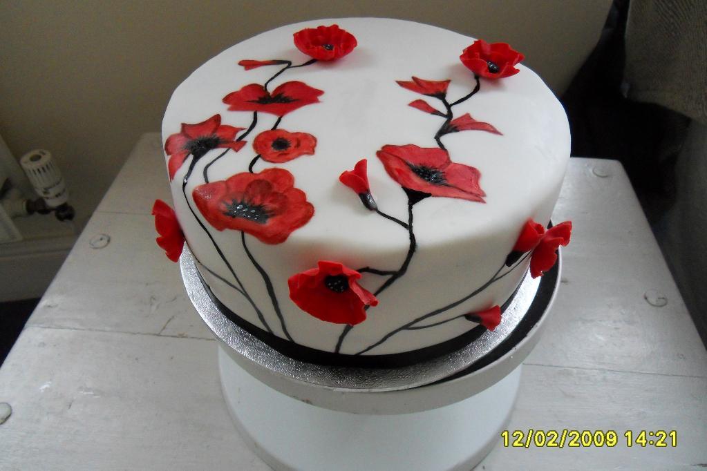 Hand Painted Poppies Cake