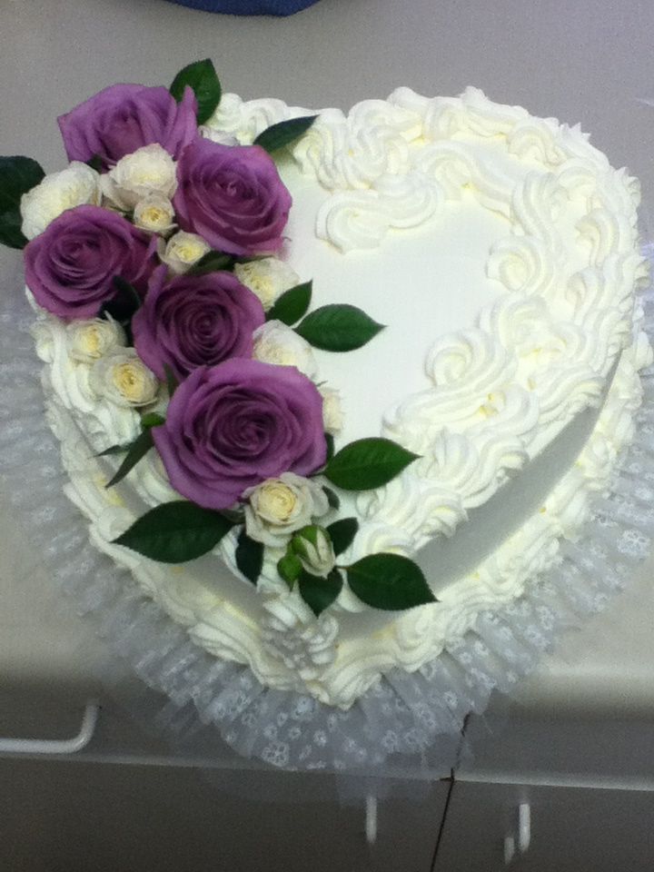 Heart Shaped Wedding Cake with Flowers