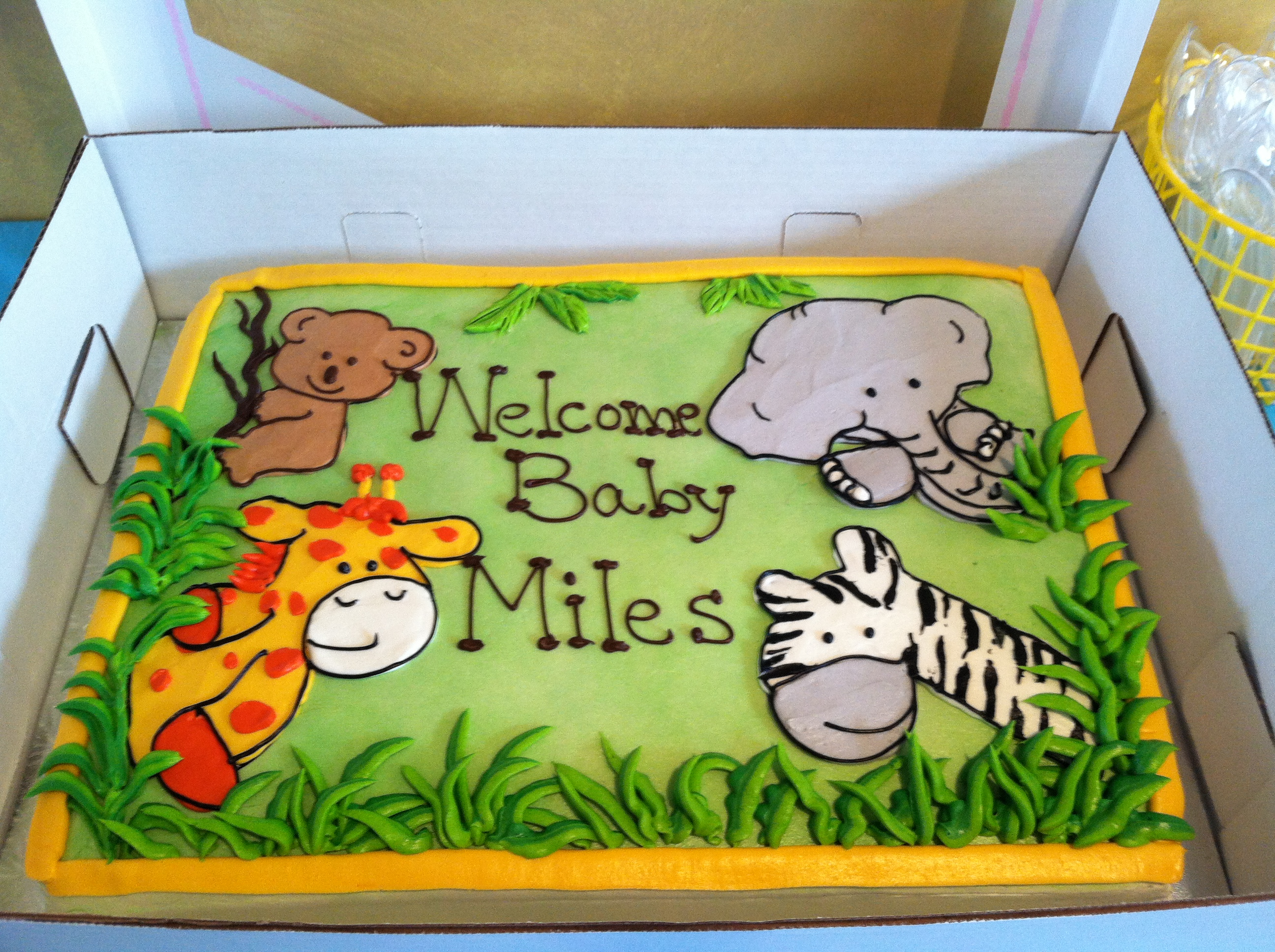 Jungle Safari Theme Baby Shower Cake