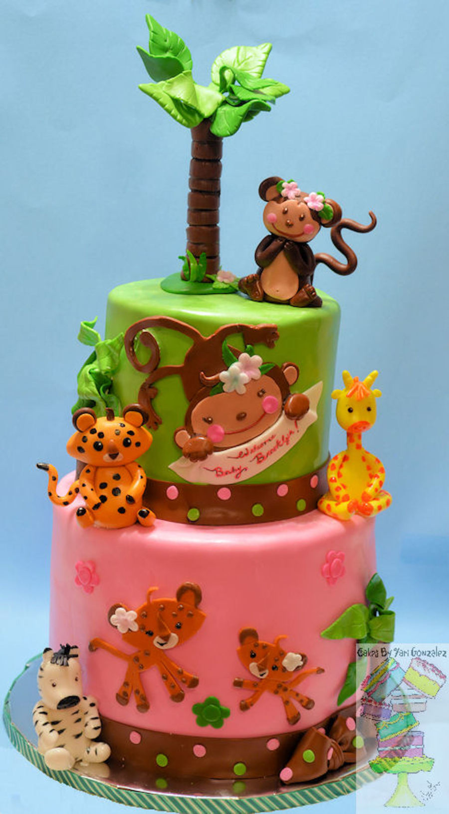 11 Photos of Baby Girl Jungle Theme Baby Shower Cakes