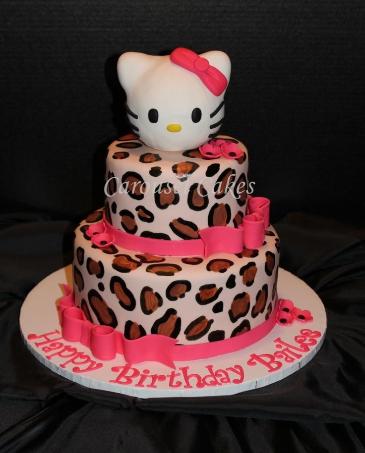 Leopard Print Hello Kitty Birthday Cake