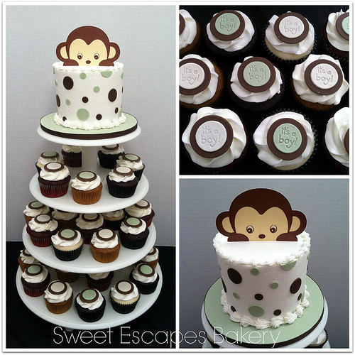 Monkey Baby Shower Cupcake Cake