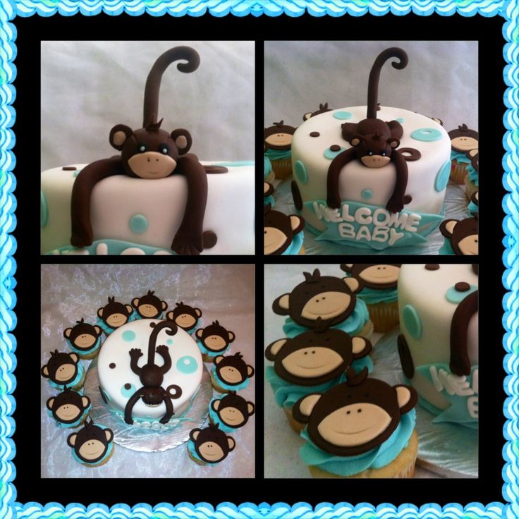 Monkey Baby Shower Cupcake Cake