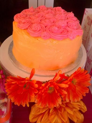 Orange and Pink Birthday Cake