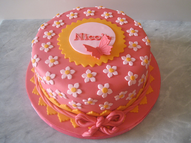 Orange and Pink Birthday Cake