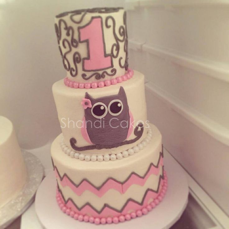 Owl and Chevron Baby Shower Cake