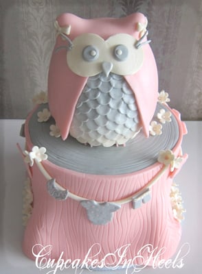 Owl Baby Shower Cake