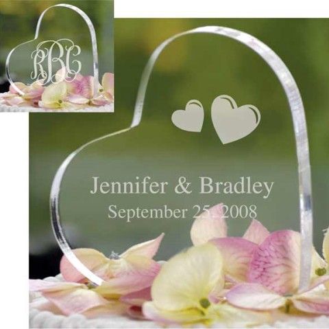 Personalized Acrylic Heart Wedding Cake Topper