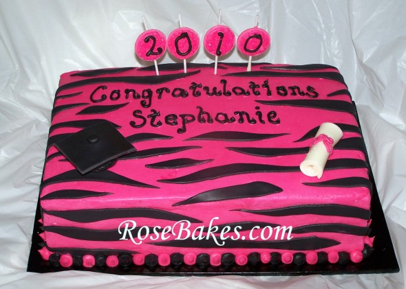 Pink and Black Zebra Sheet Cake