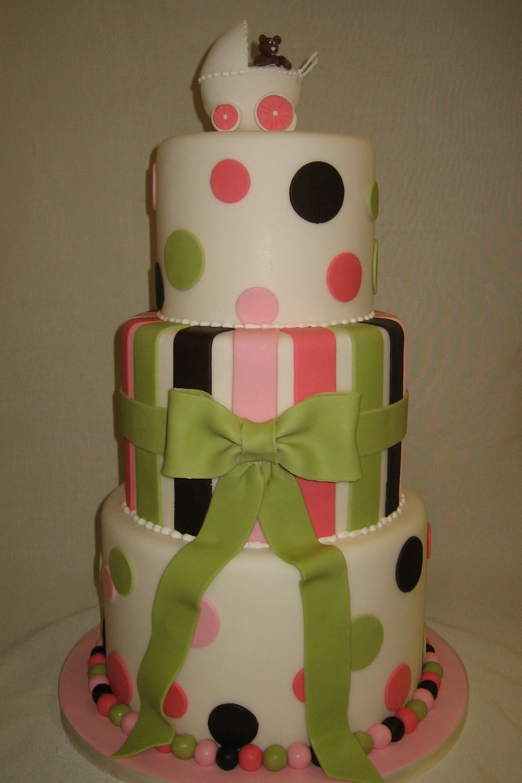 Pink and Green Baby Shower Cake