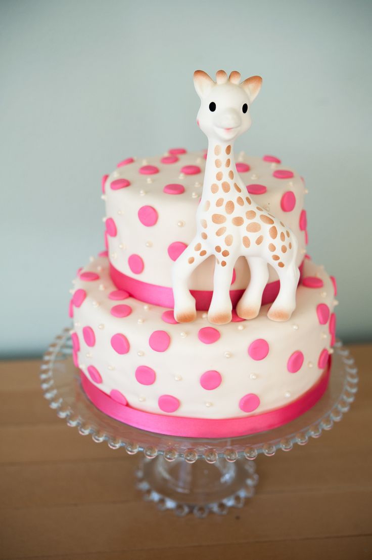 Pink Giraffe Baby Shower Cake