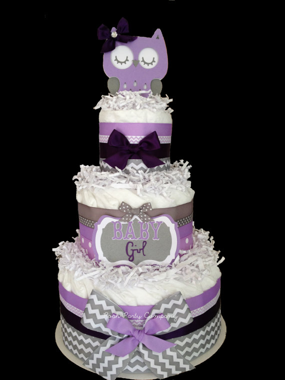 Purple and Gray Baby Shower Cake