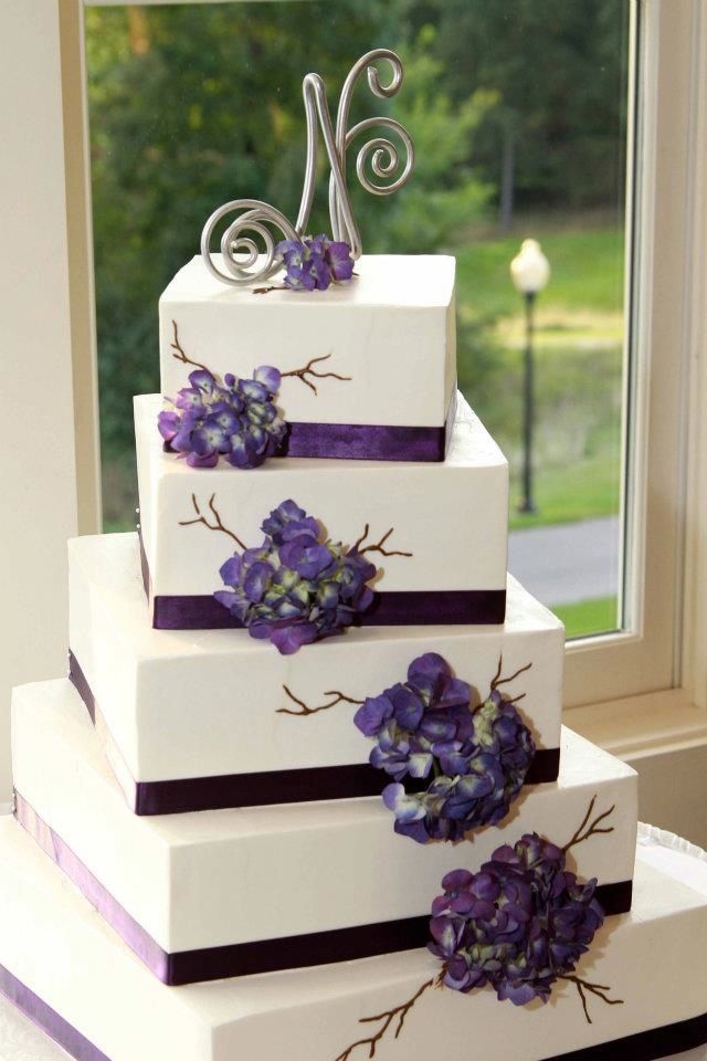 Purple Square Wedding Cake