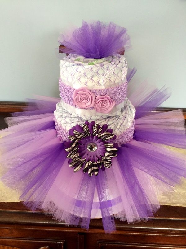 Purple Tutu Diaper Cake