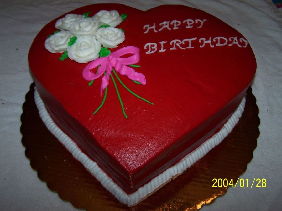 Red Heart Birthday Cake