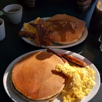 Sausage and Scrambled Eggs Bacon Pancakes