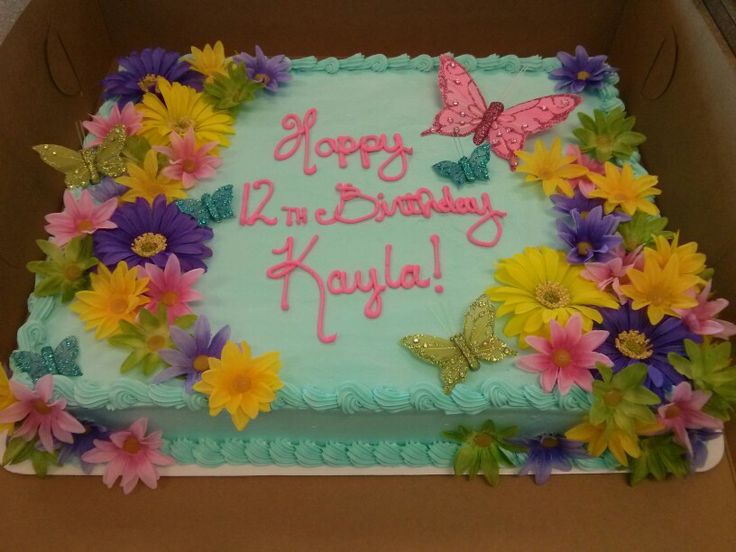 Sheet Cake with Flowers and Butterflies