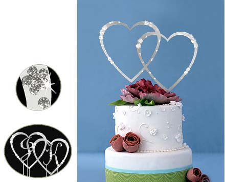 Silver Heart Wedding Cake Topper