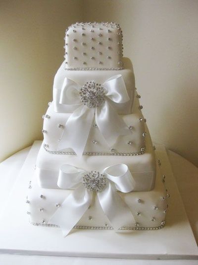 Square Wedding Cakes with Bling