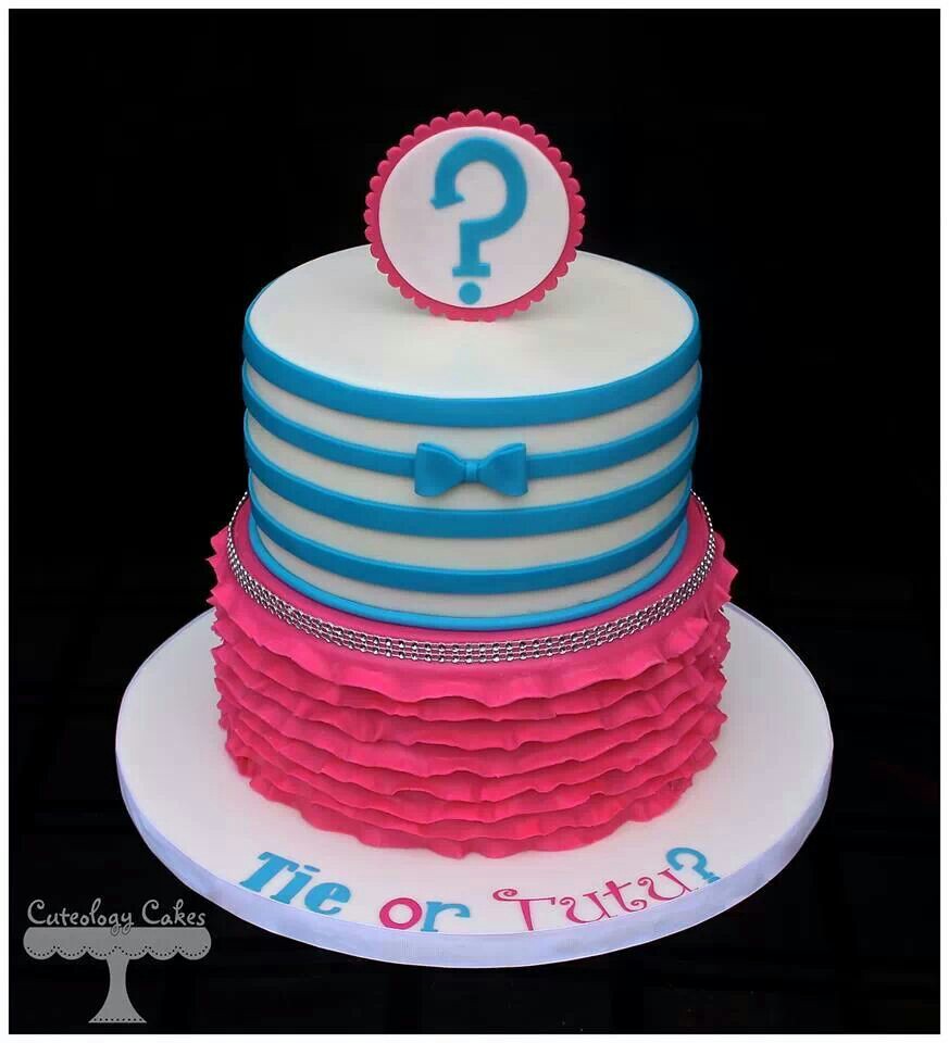 Tie or Tutu Gender Reveal Shower Cake