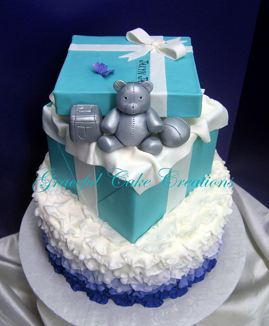 Tiffany Blue Baby Shower Cake