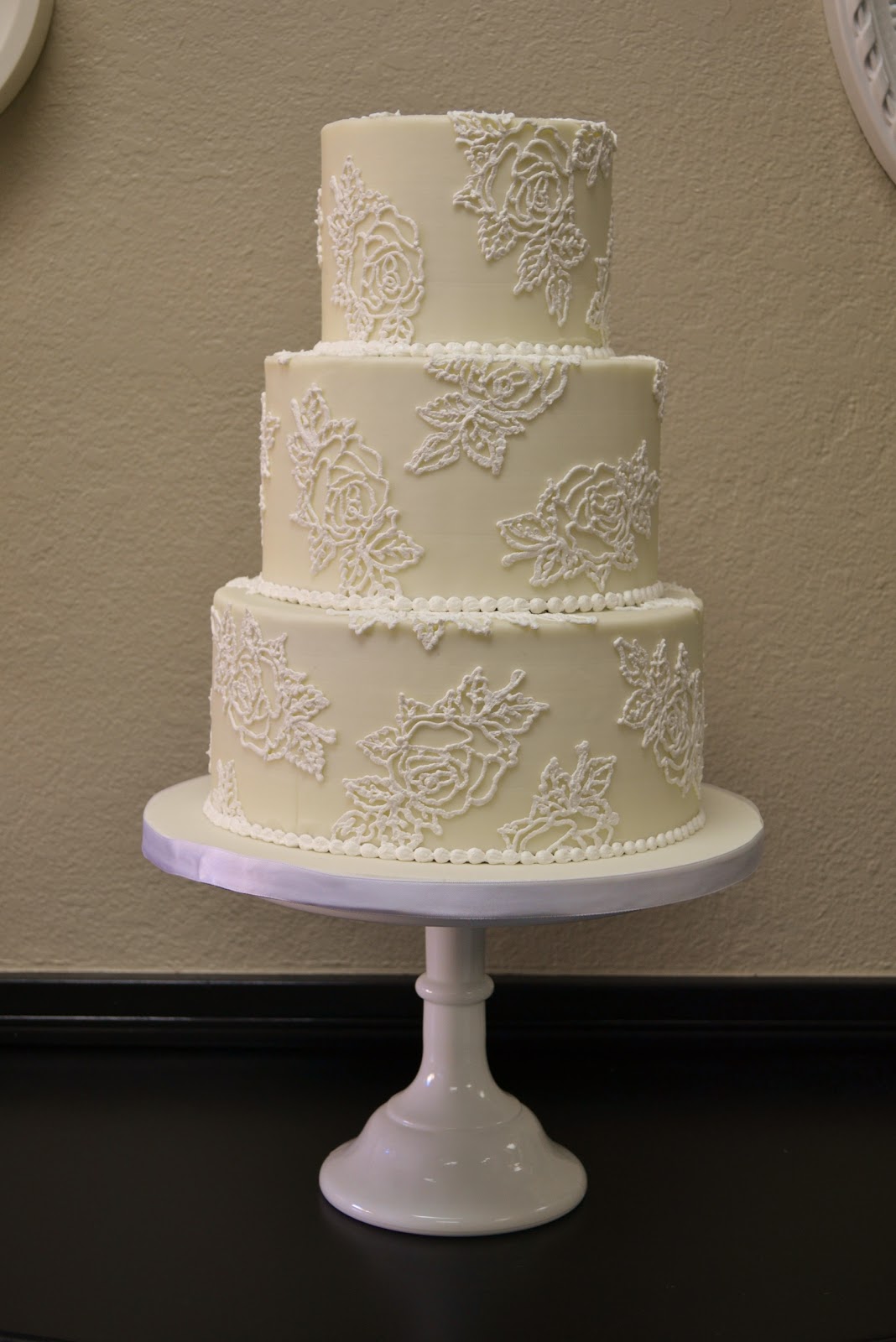 Wedding Cake with Buttercream Roses