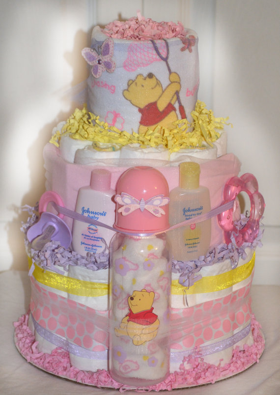 11 Photos of Pooh Diaper Cakes For Girls