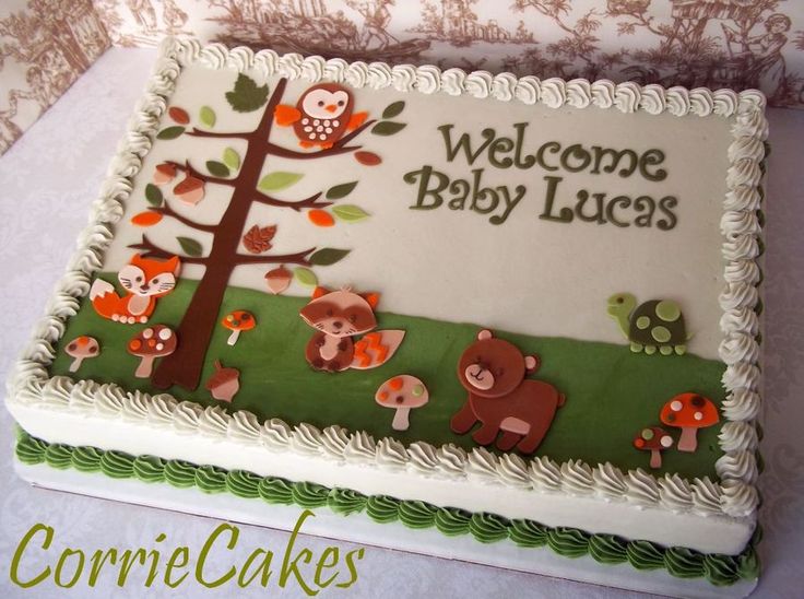 Woodland Animals Baby Shower Sheet Cake