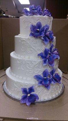 4 Tier Round Wedding Cake Purple