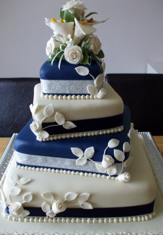 4 Tier Wedding Cakes Royal Blue