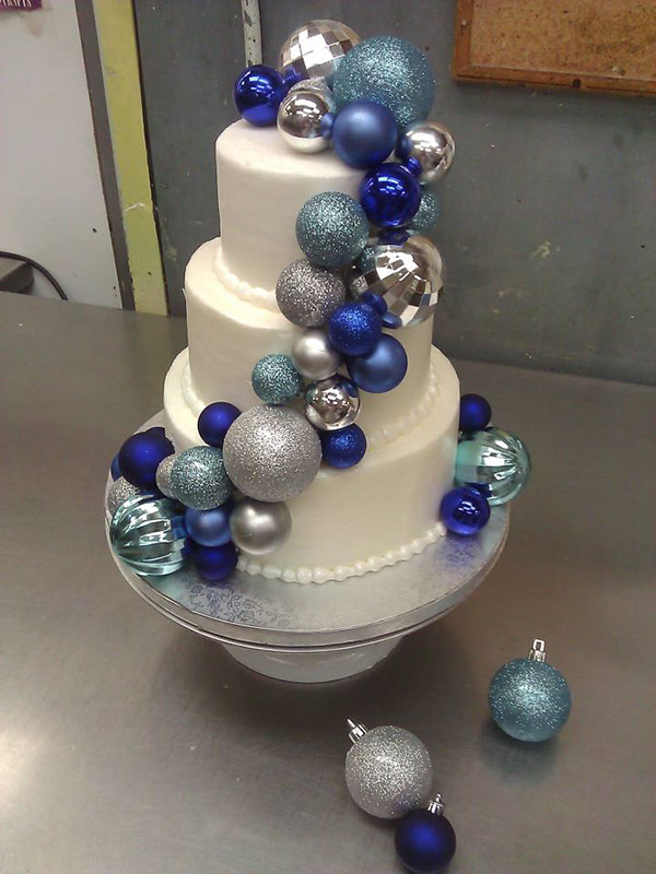 Blue and Silver Christmas Wedding Cakes