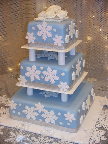 Blue and Silver Winter Wedding Cake