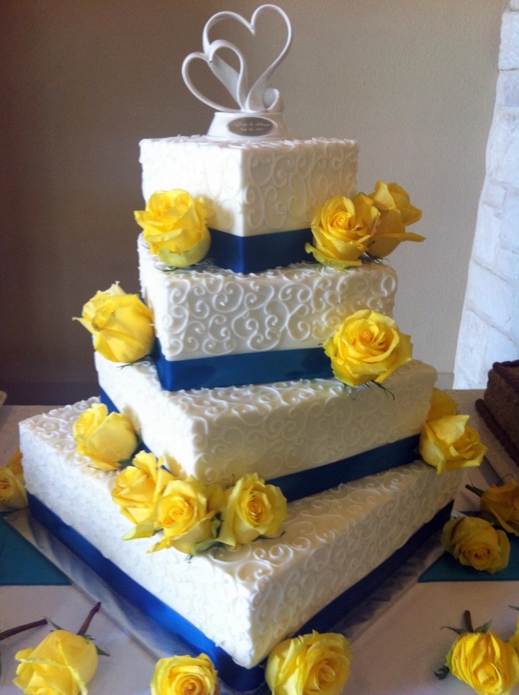 6 Blue And Yellow Wedding Cakes For June Photo Blue And Yellow