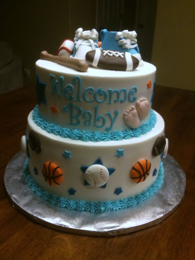 Boy Sports Theme Baby Shower Cake