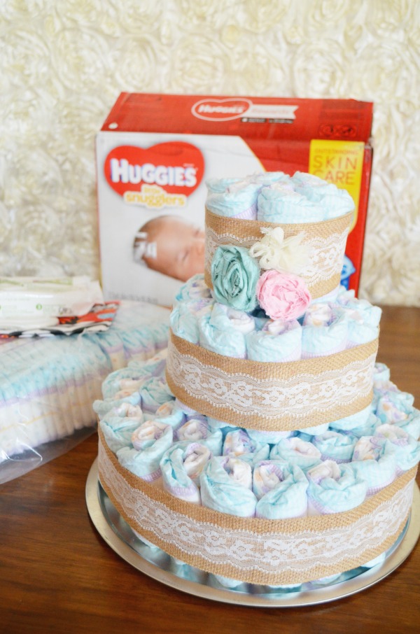 Burlap Baby Shower Diaper Cake