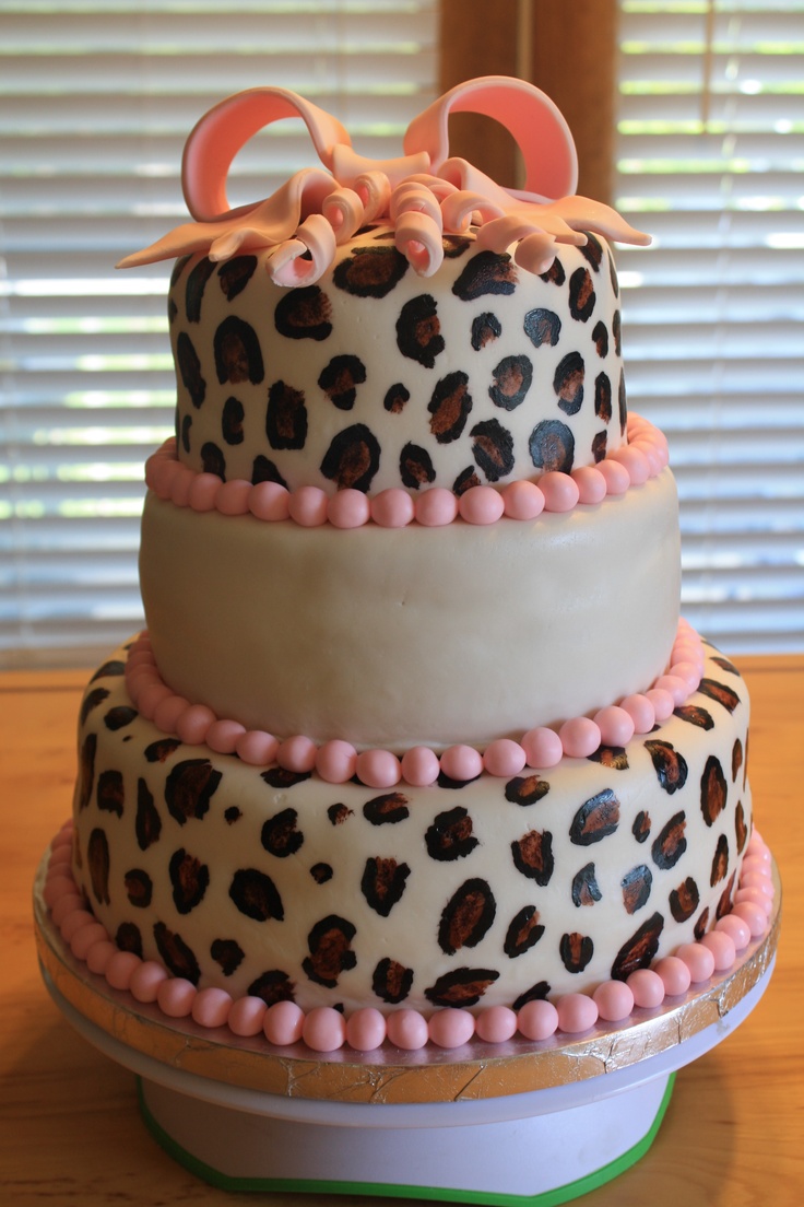 Cheetah Print Baby Shower Cake