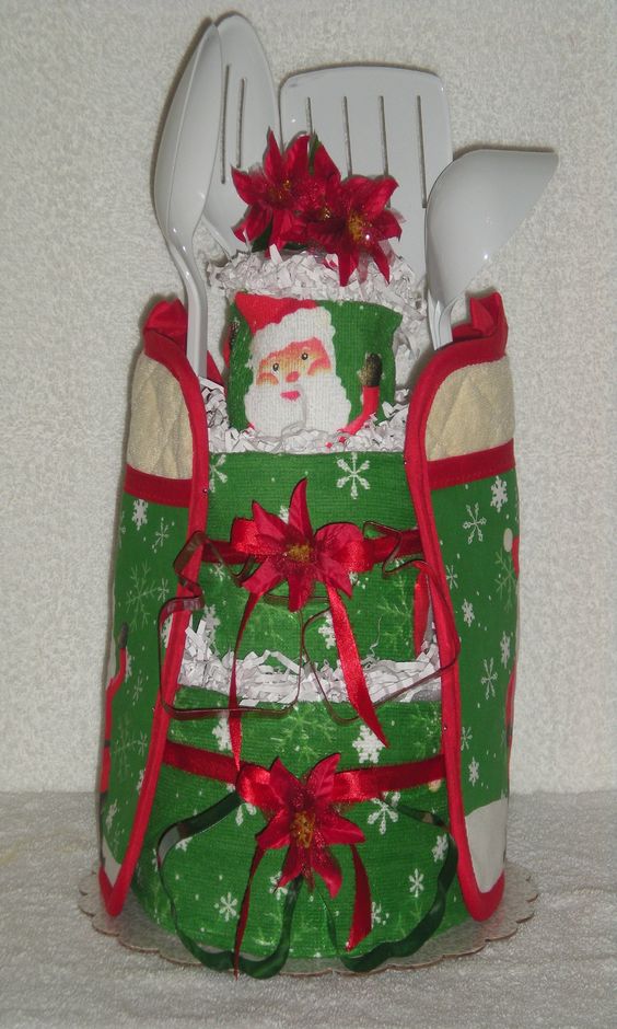 Christmas Kitchen Towel Cake