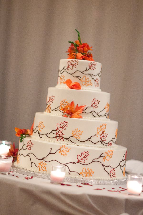 12 Fall Color Wedding Cakes Photo Wedding Cake With Fall Colors