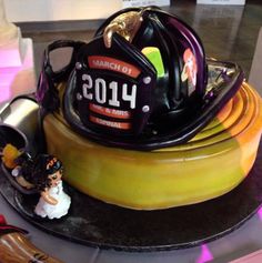 Fire Helmet Grooms Cake