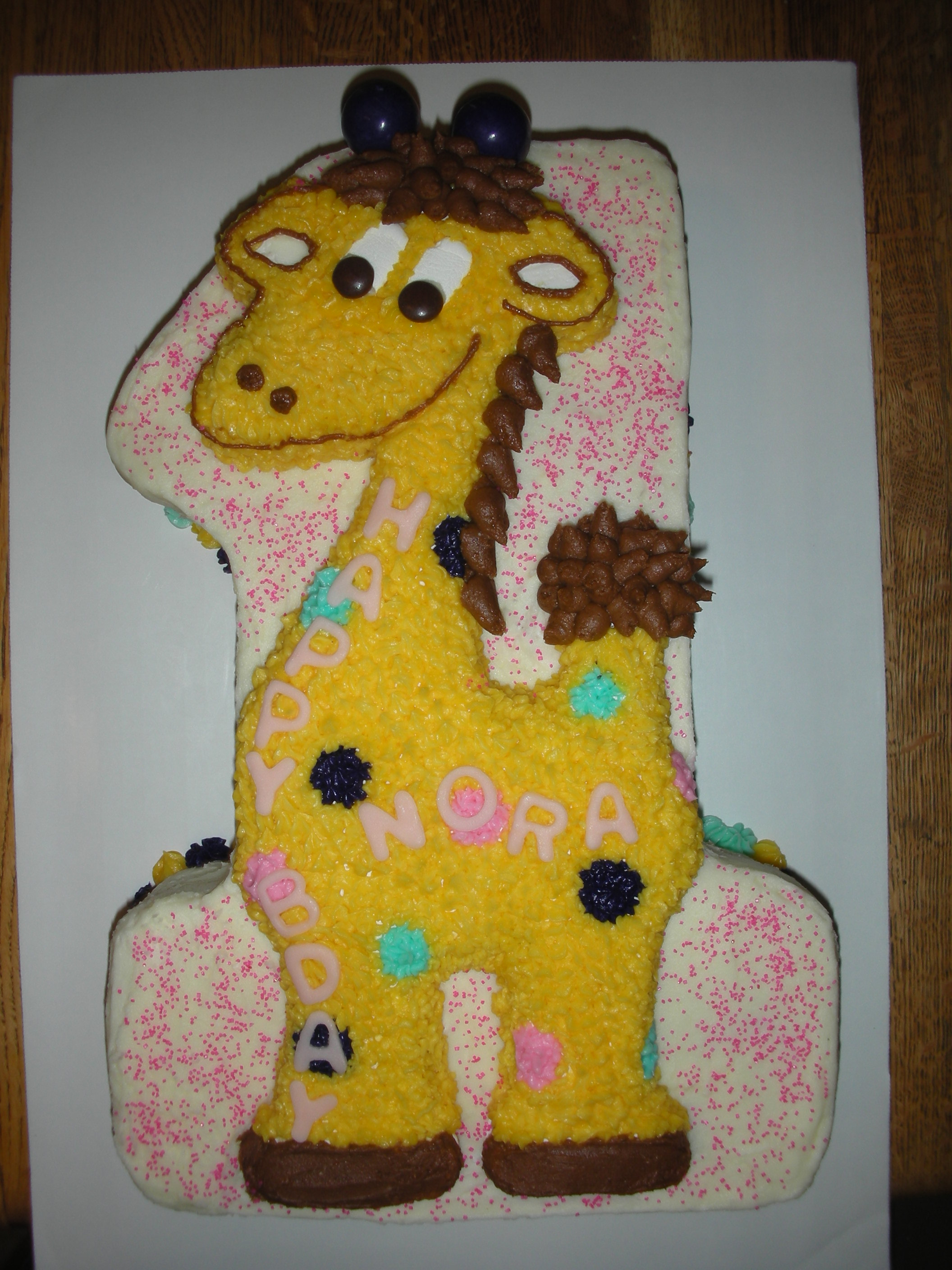 Giraffe Girl 1st Birthday Cake