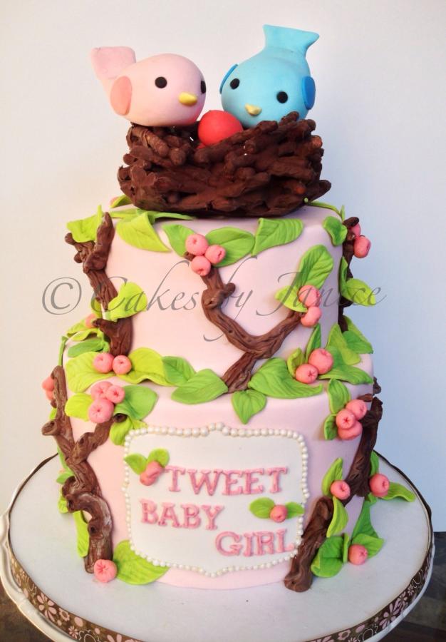 Girl Baby Shower Bird Cake