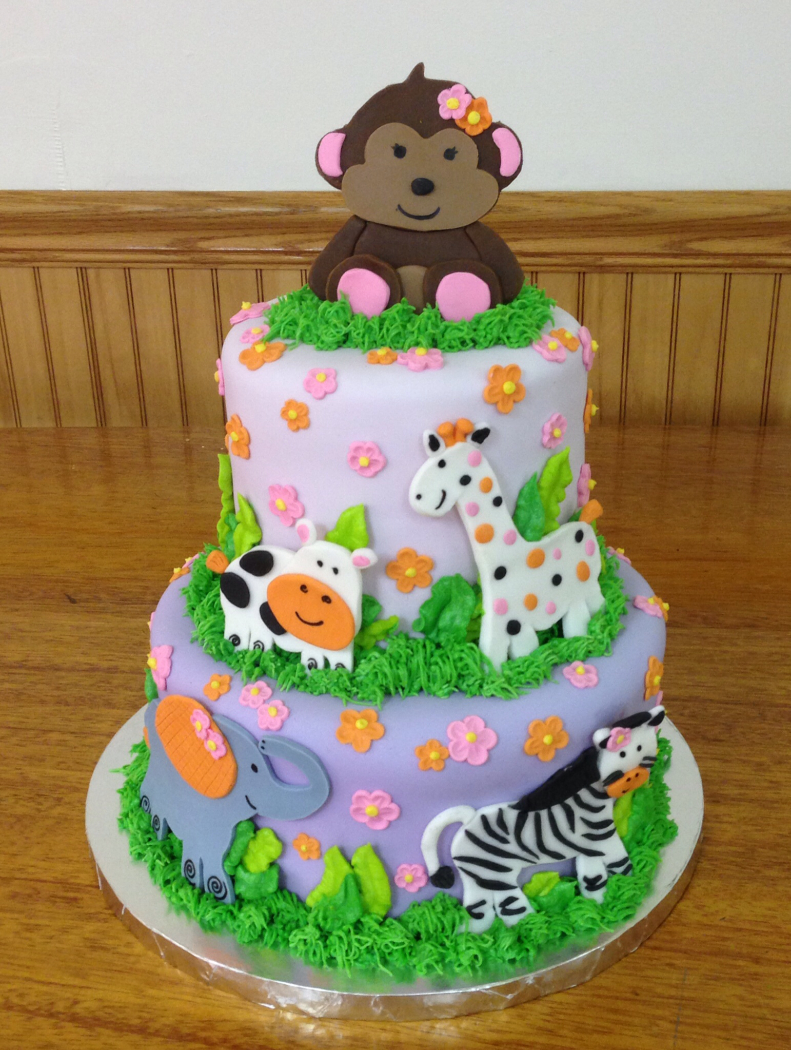 Girl Safari Themed Baby Shower Cake