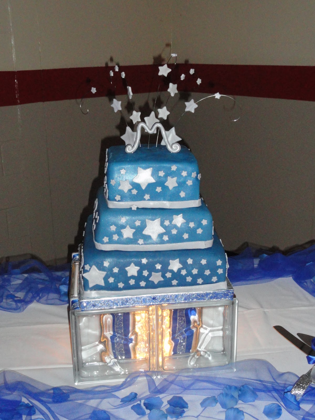 Light Blue and Silver Wedding Cake