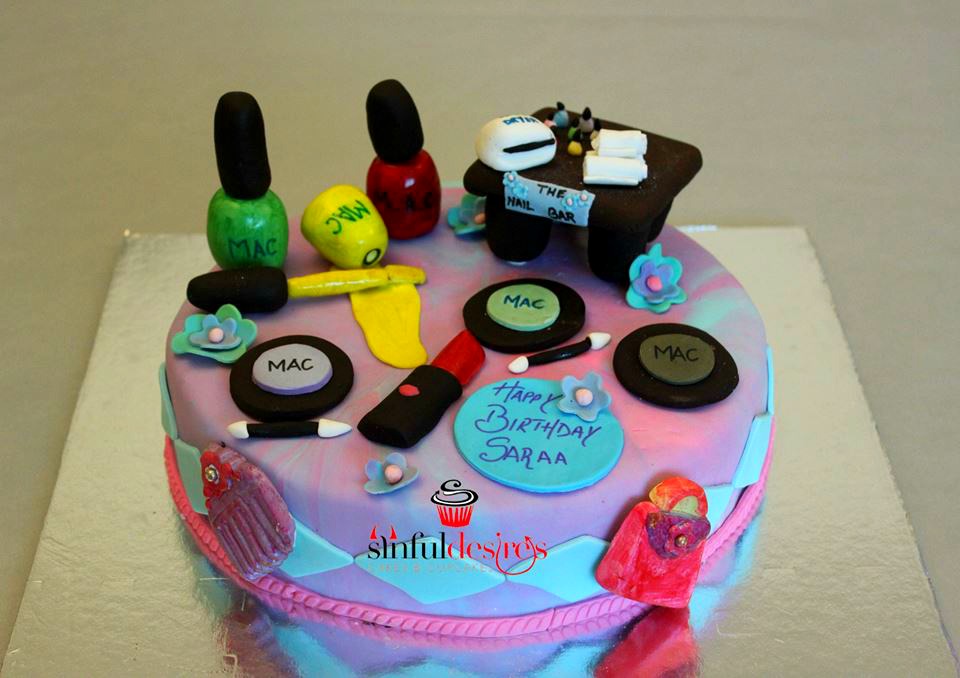 Little Girl Make Up Themed Birthday Cakes