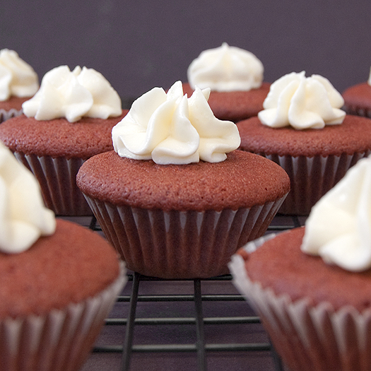 Mini Red Velvet Cupcakes with Cream Cheese Frosting